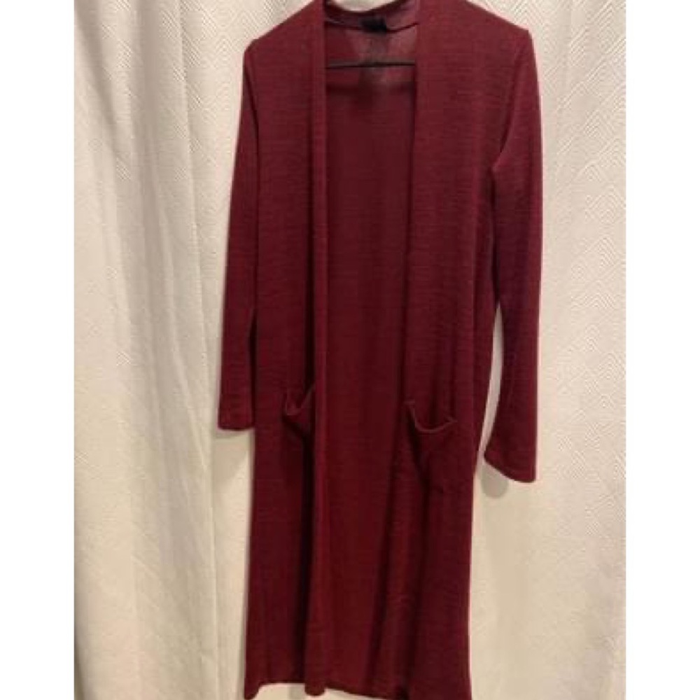 Long Agnes & Dora maroon cardigan duster/XS-S